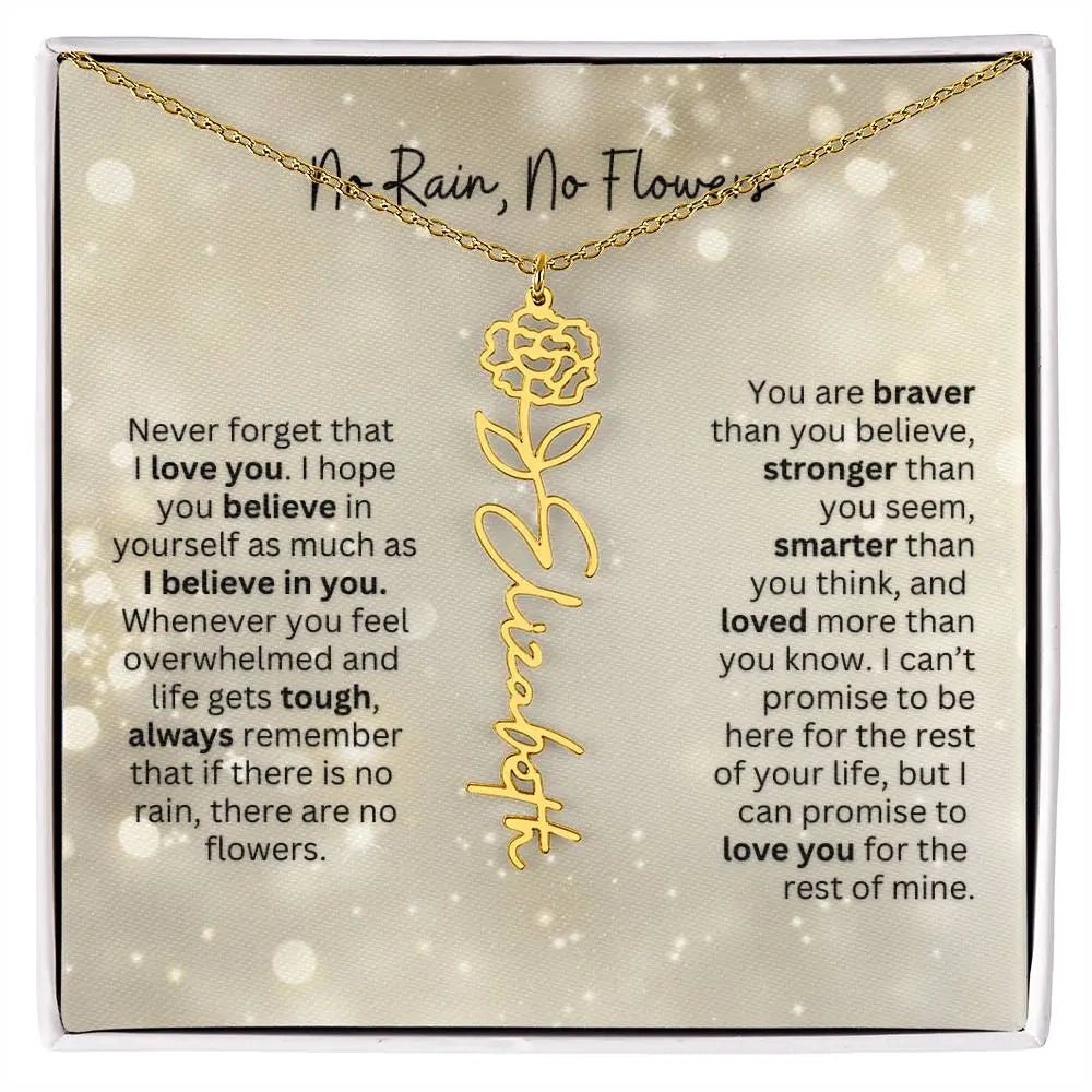 No Rain - No Flowers | Birth Necklace | Name Necklace | Thoughtful Christmas Gift for Mom, Wife, Daughter, Sister, Aunt, and Grandma - Ever Trendy Essentials