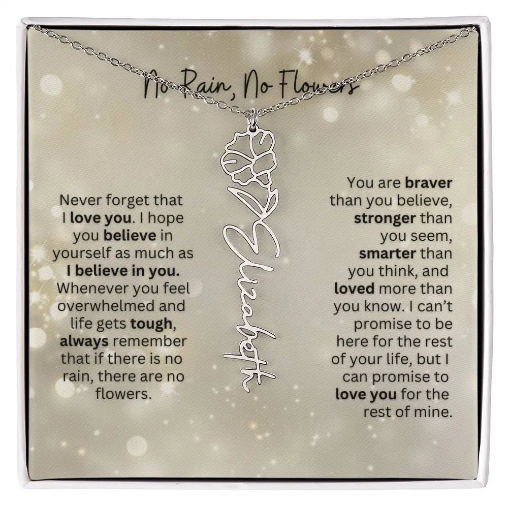 No Rain - No Flowers | Birth Necklace | Name Necklace | Thoughtful Christmas Gift for Mom, Wife, Daughter, Sister, Aunt, and Grandma - Ever Trendy Essentials