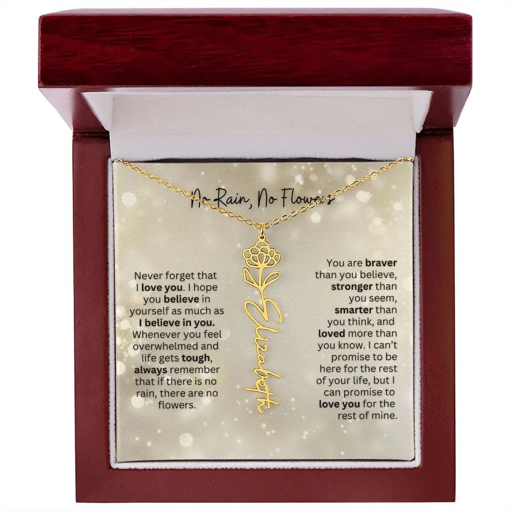 No Rain - No Flowers | Birth Necklace | Name Necklace | Thoughtful Christmas Gift for Mom, Wife, Daughter, Sister, Aunt, and Grandma - Ever Trendy Essentials