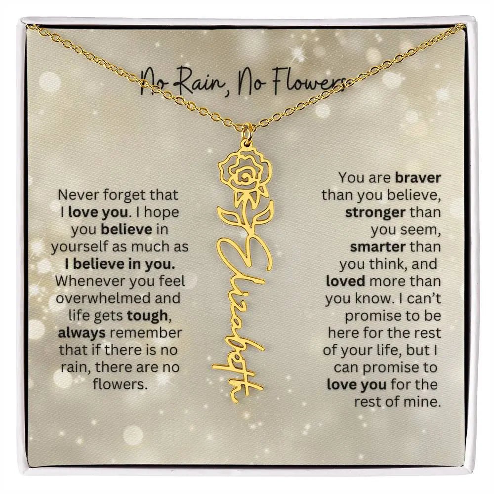 No Rain - No Flowers | Birth Necklace | Name Necklace | Thoughtful Christmas Gift for Mom, Wife, Daughter, Sister, Aunt, and Grandma - Ever Trendy Essentials