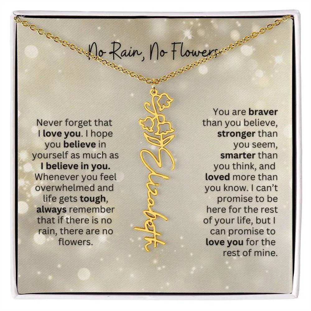 No Rain - No Flowers | Birth Necklace | Name Necklace | Thoughtful Christmas Gift for Mom, Wife, Daughter, Sister, Aunt, and Grandma - Ever Trendy Essentials