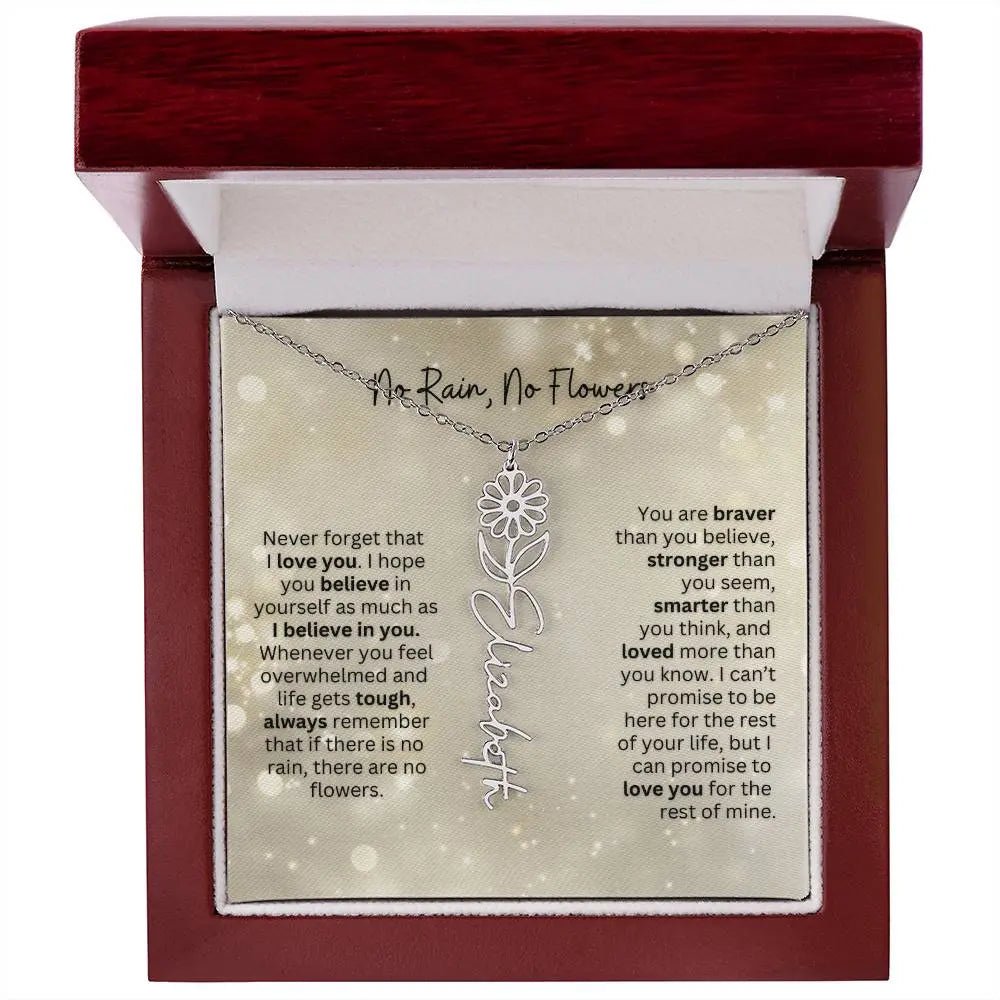 No Rain - No Flowers | Birth Necklace | Name Necklace | Thoughtful Christmas Gift for Mom, Wife, Daughter, Sister, Aunt, and Grandma - Ever Trendy Essentials