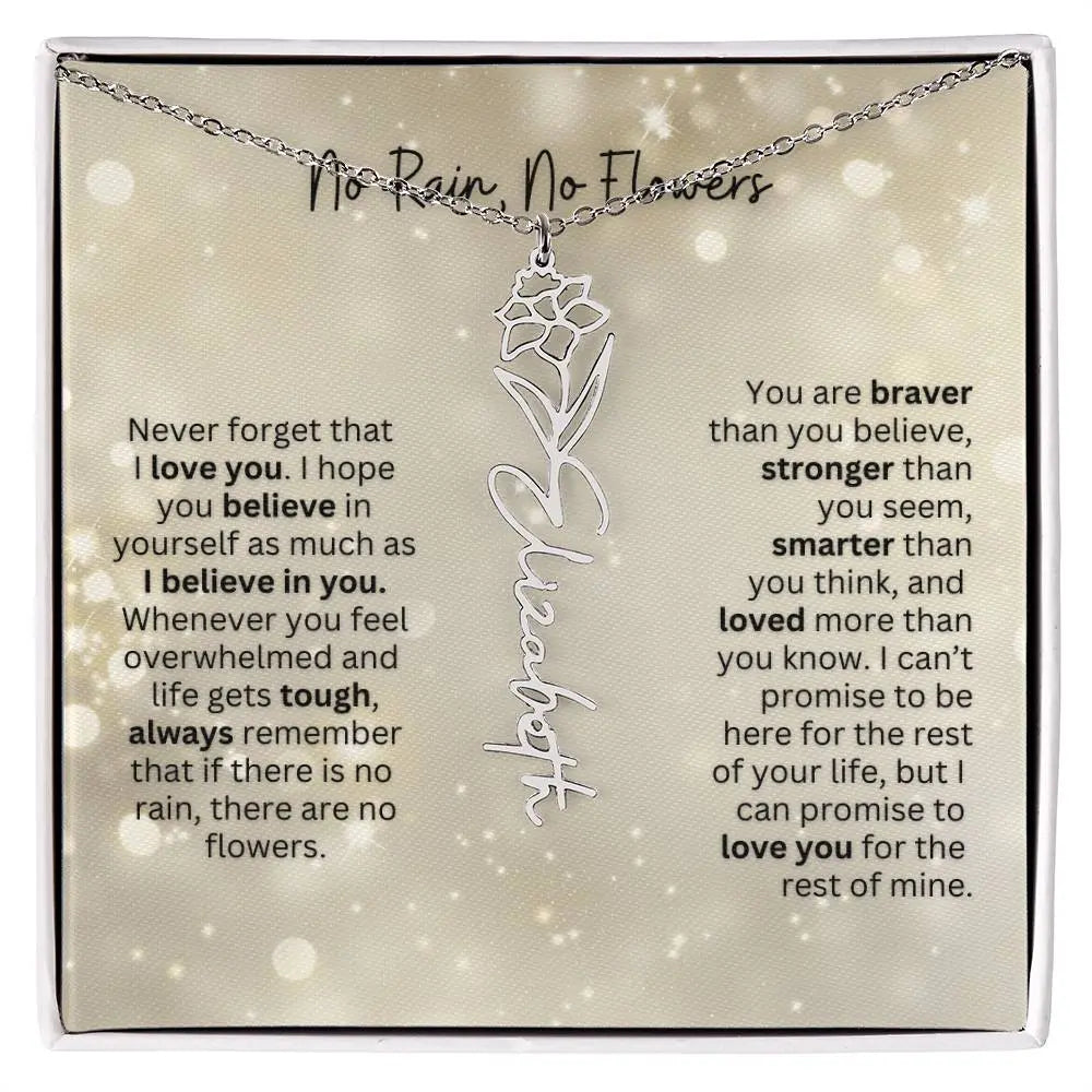 No Rain - No Flowers | Birth Necklace | Name Necklace | Thoughtful Christmas Gift for Mom, Wife, Daughter, Sister, Aunt, and Grandma - Ever Trendy Essentials