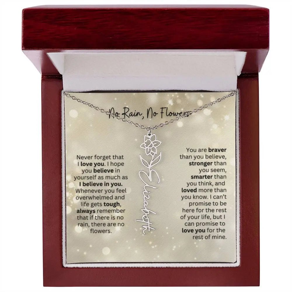 No Rain - No Flowers | Birth Necklace | Name Necklace | Thoughtful Christmas Gift for Mom, Wife, Daughter, Sister, Aunt, and Grandma - Ever Trendy Essentials
