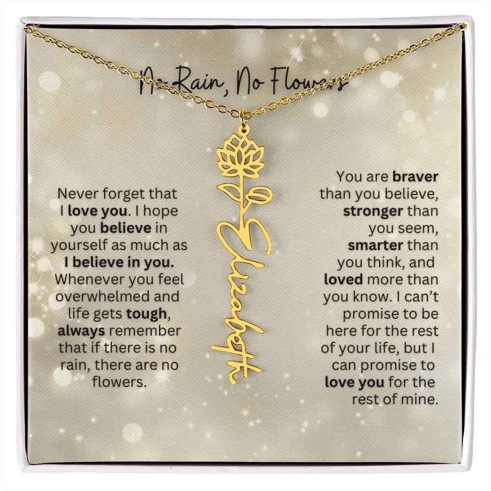 No Rain - No Flowers | Birth Necklace | Name Necklace | Thoughtful Christmas Gift for Mom, Wife, Daughter, Sister, Aunt, and Grandma - Ever Trendy Essentials