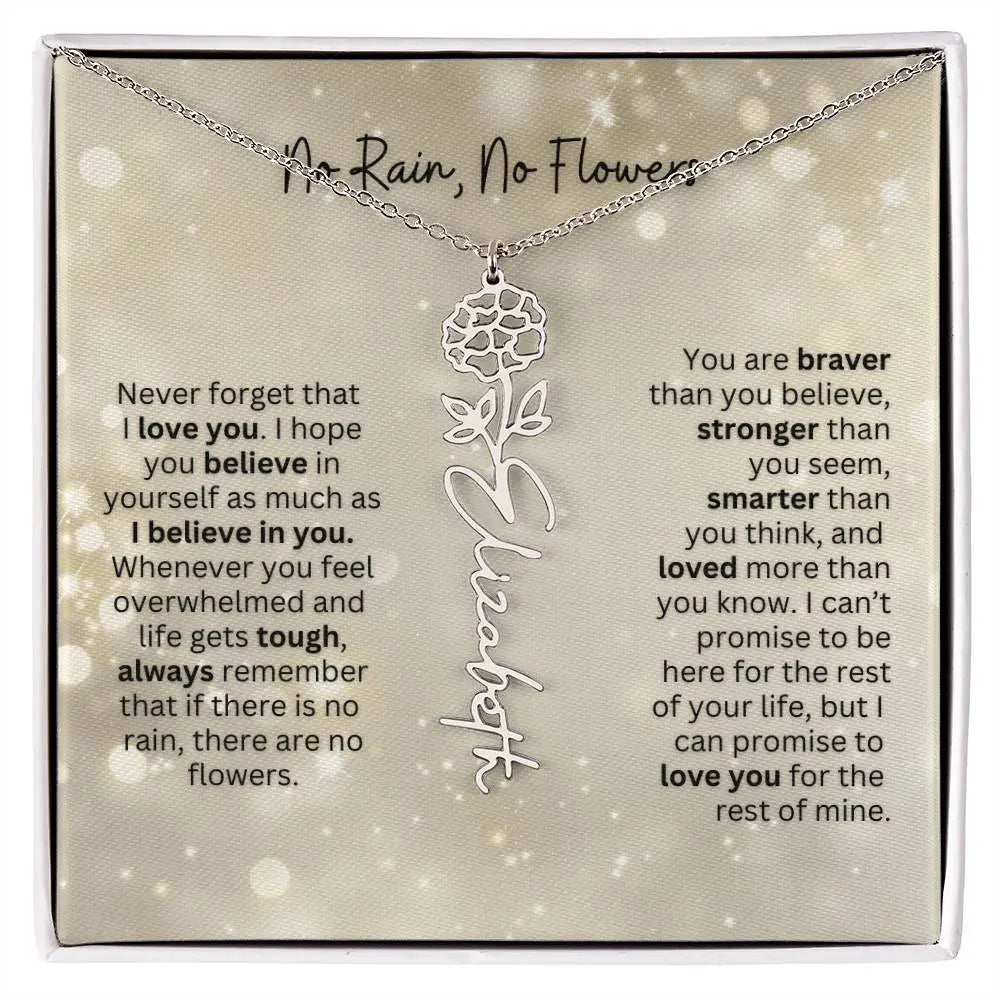 No Rain - No Flowers | Birth Necklace | Name Necklace | Thoughtful Christmas Gift for Mom, Wife, Daughter, Sister, Aunt, and Grandma - Ever Trendy Essentials