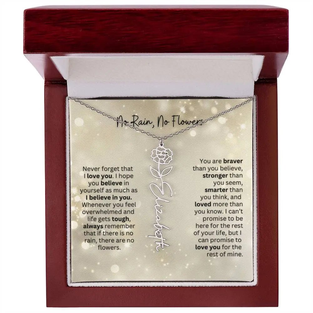 No Rain - No Flowers | Birth Necklace | Name Necklace | Thoughtful Christmas Gift for Mom, Wife, Daughter, Sister, Aunt, and Grandma - Ever Trendy Essentials
