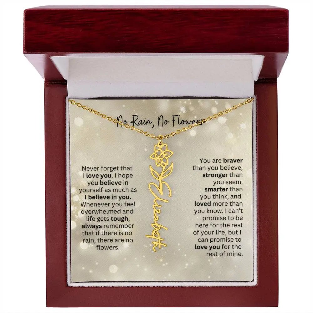 No Rain - No Flowers | Birth Necklace | Name Necklace | Thoughtful Christmas Gift for Mom, Wife, Daughter, Sister, Aunt, and Grandma - Ever Trendy Essentials