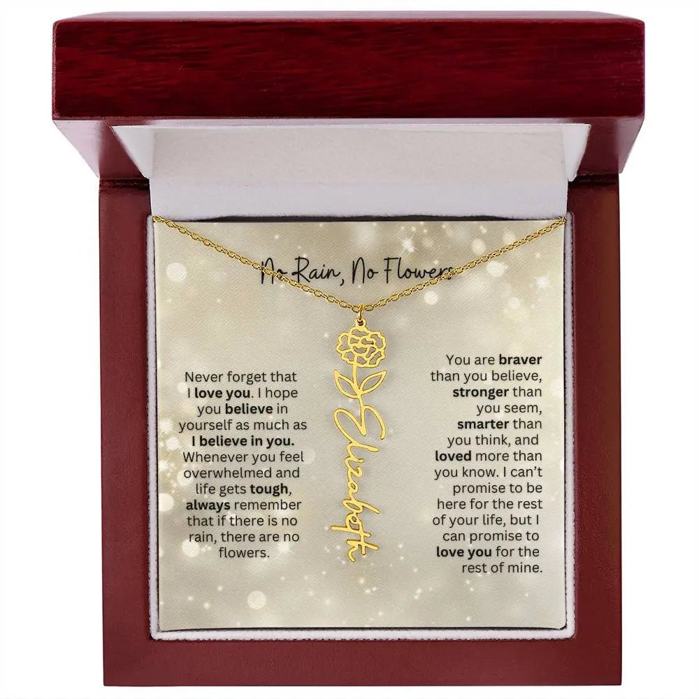 No Rain - No Flowers | Birth Necklace | Name Necklace | Thoughtful Christmas Gift for Mom, Wife, Daughter, Sister, Aunt, and Grandma - Ever Trendy Essentials