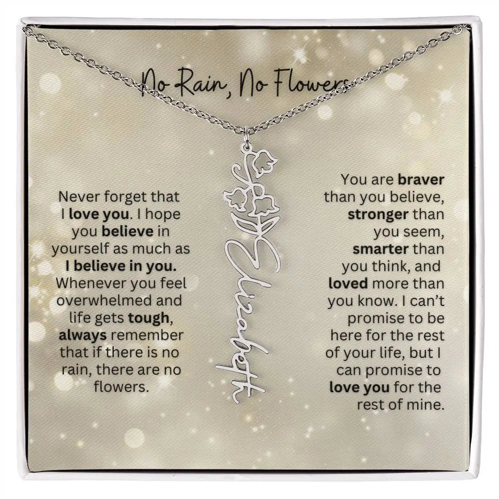 No Rain - No Flowers | Birth Necklace | Name Necklace | Thoughtful Christmas Gift for Mom, Wife, Daughter, Sister, Aunt, and Grandma - Ever Trendy Essentials