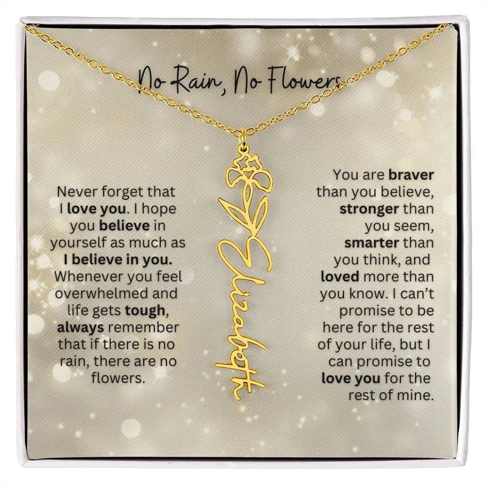 No Rain - No Flowers | Birth Necklace | Name Necklace | Thoughtful Christmas Gift for Mom, Wife, Daughter, Sister, Aunt, and Grandma - Ever Trendy Essentials