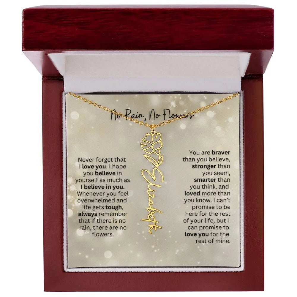 No Rain - No Flowers | Birth Necklace | Name Necklace | Thoughtful Christmas Gift for Mom, Wife, Daughter, Sister, Aunt, and Grandma - Ever Trendy Essentials