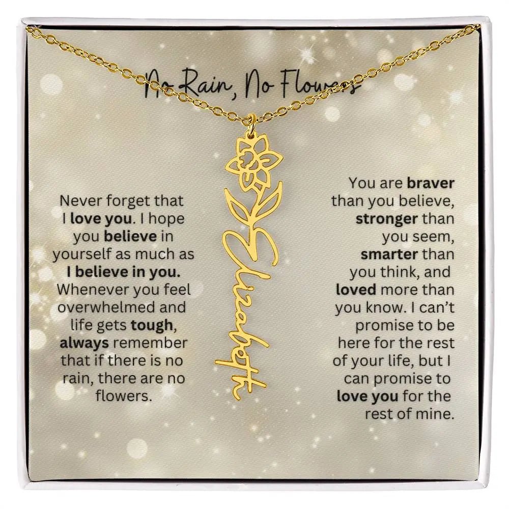 No Rain - No Flowers | Birth Necklace | Name Necklace | Thoughtful Christmas Gift for Mom, Wife, Daughter, Sister, Aunt, and Grandma - Ever Trendy Essentials