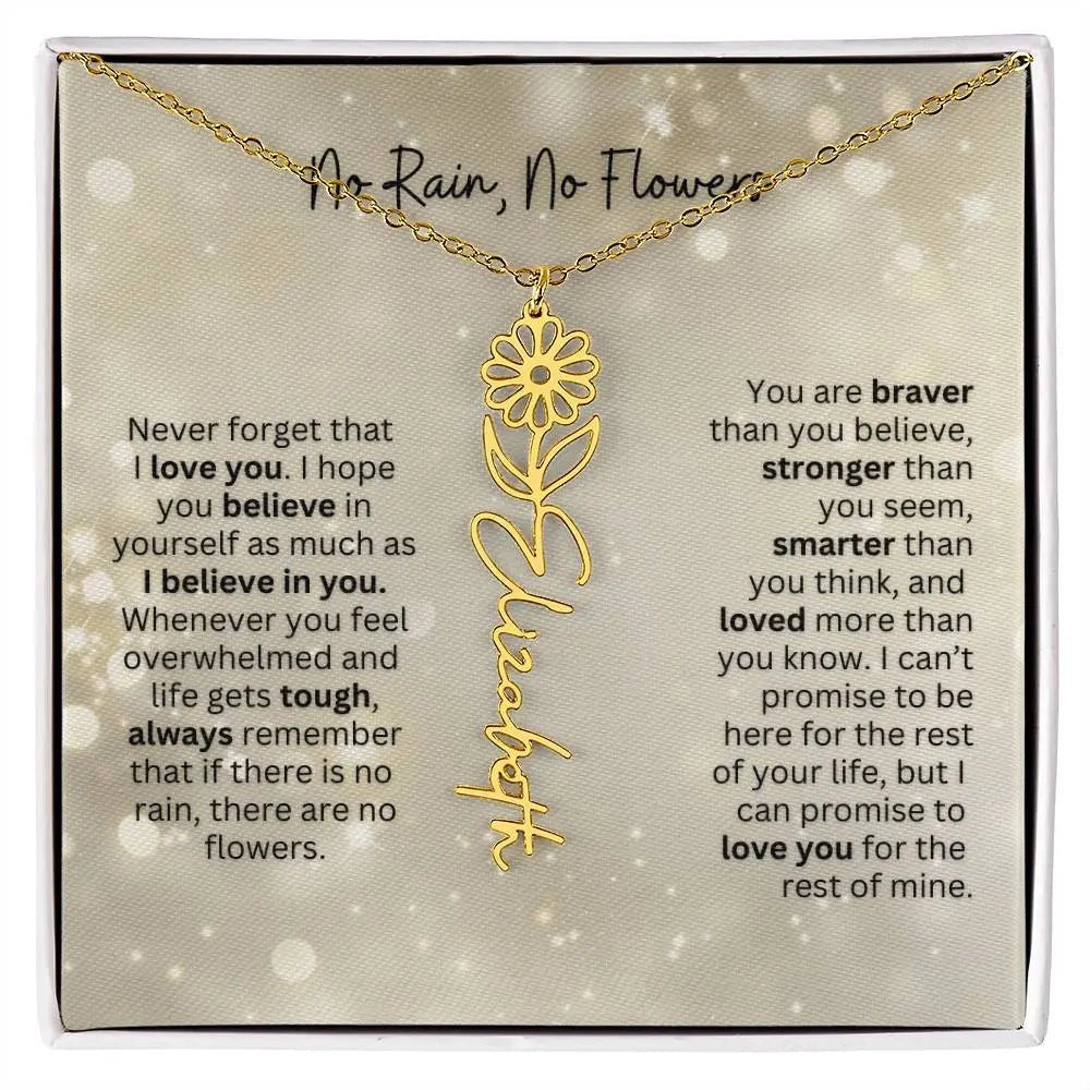 No Rain - No Flowers | Birth Necklace | Name Necklace | Thoughtful Christmas Gift for Mom, Wife, Daughter, Sister, Aunt, and Grandma - Ever Trendy Essentials