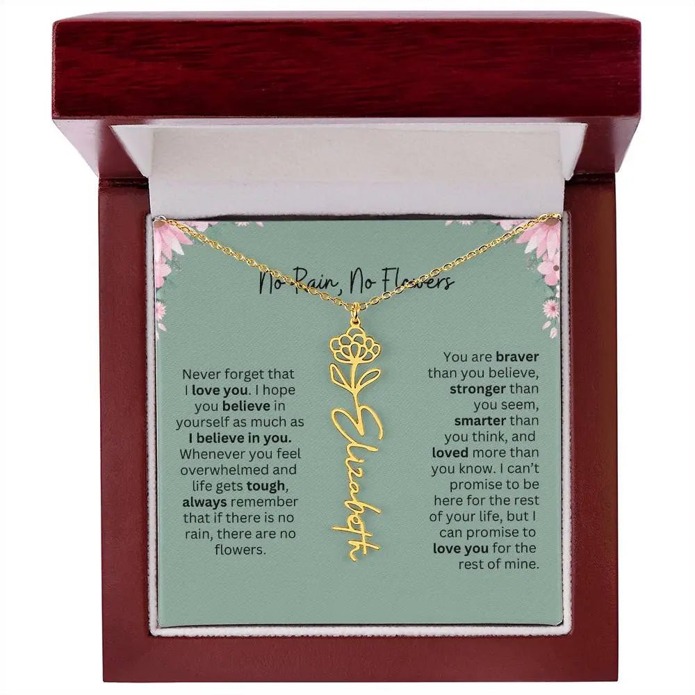 No Rain - No Flowers | Birth Necklace | Name Necklace | Unique Jewelry for Mom, Bonus Daughter, and Soulmate - Ever Trendy Essentials