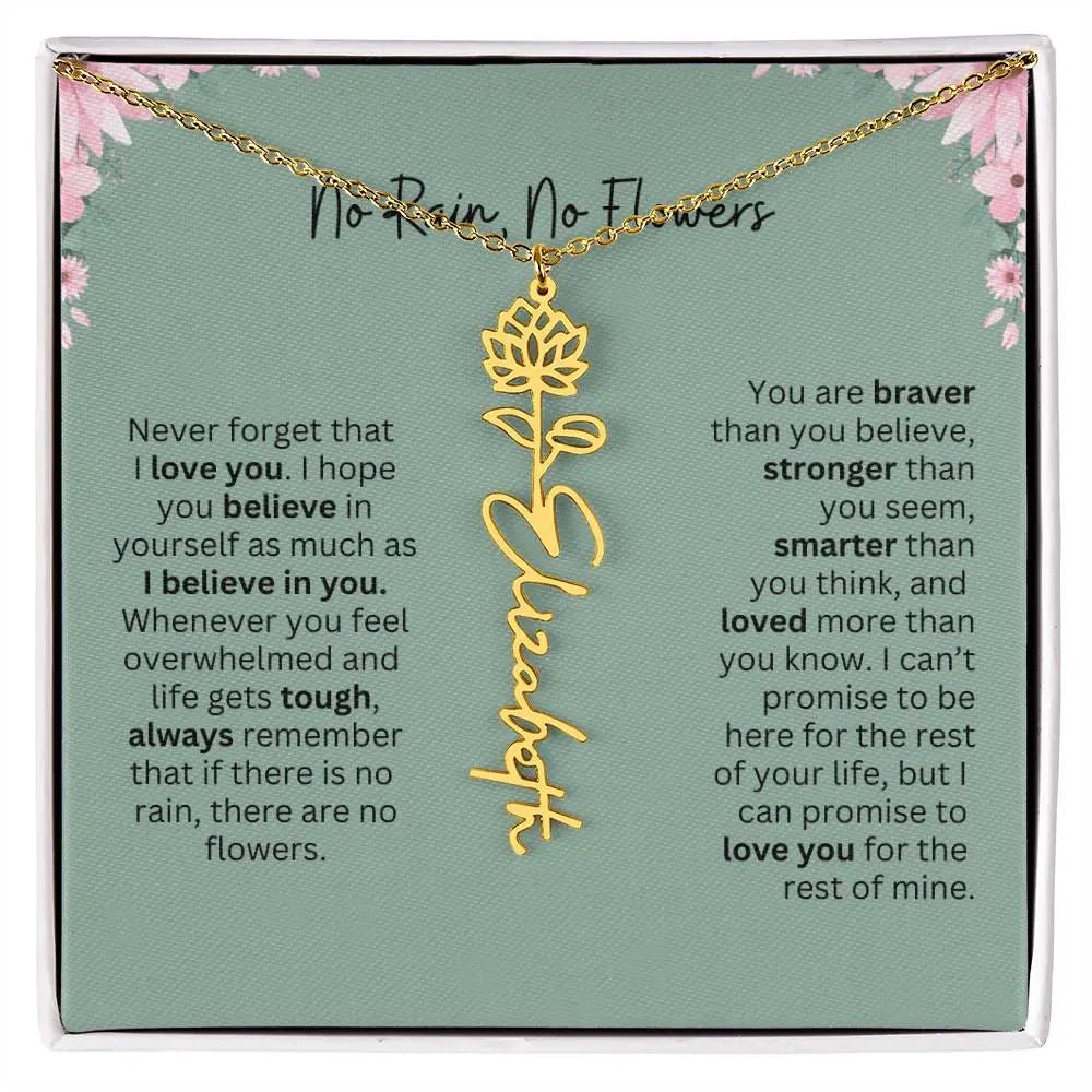 No Rain - No Flowers | Birth Necklace | Name Necklace | Unique Jewelry for Mom, Bonus Daughter, and Soulmate - Ever Trendy Essentials
