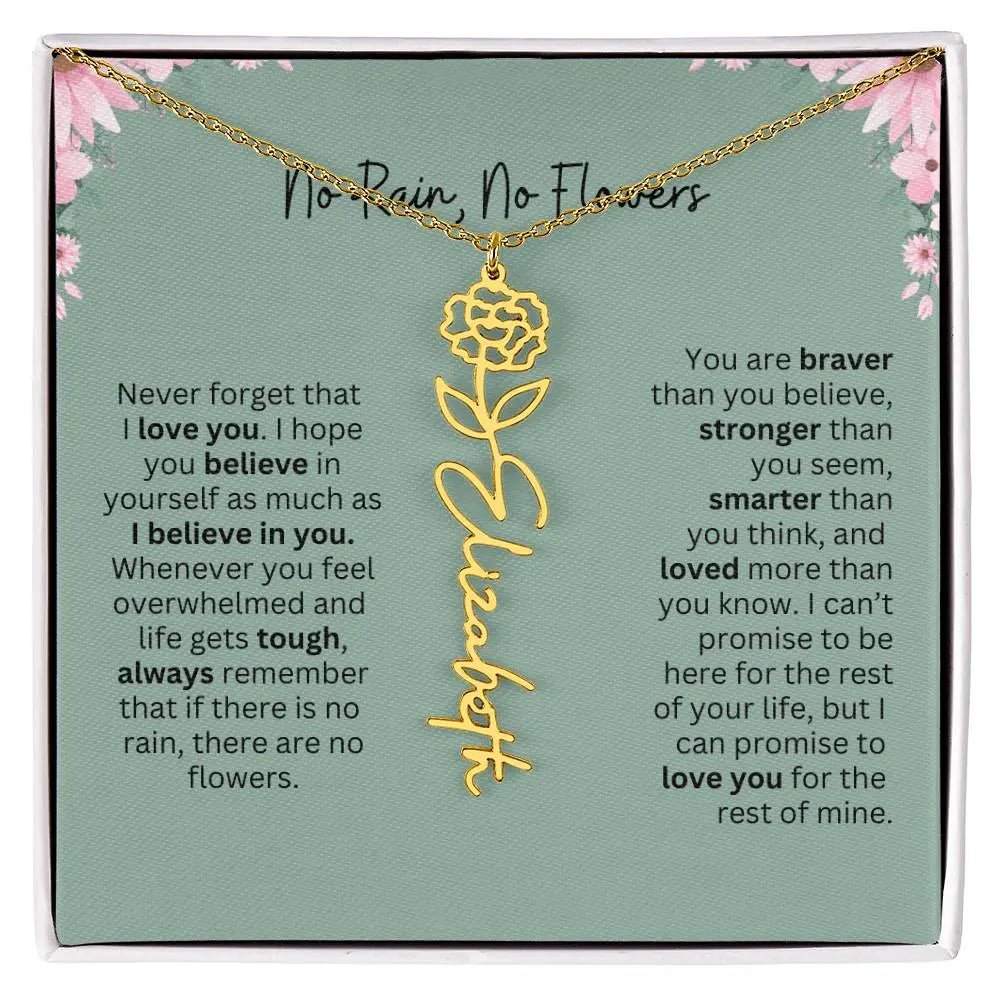 No Rain - No Flowers | Birth Necklace | Name Necklace | Unique Jewelry for Mom, Bonus Daughter, and Soulmate - Ever Trendy Essentials