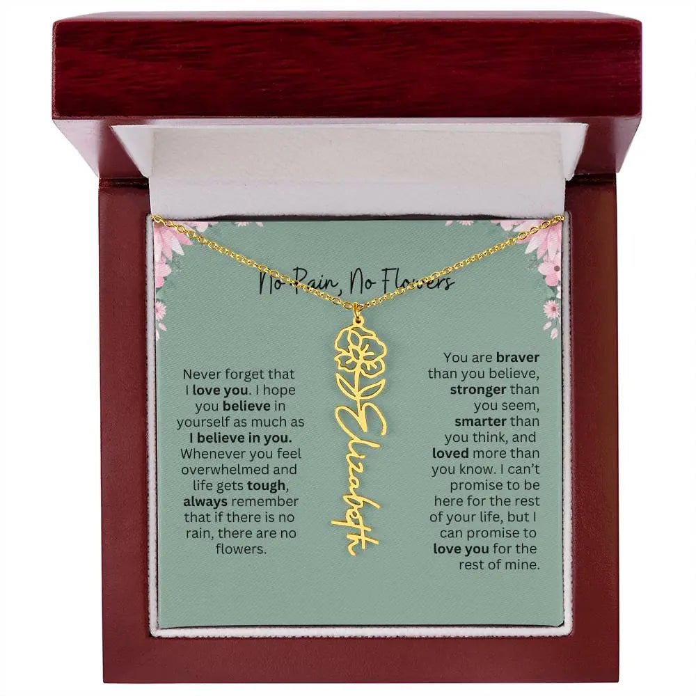 No Rain - No Flowers | Birth Necklace | Name Necklace | Unique Jewelry for Mom, Bonus Daughter, and Soulmate - Ever Trendy Essentials