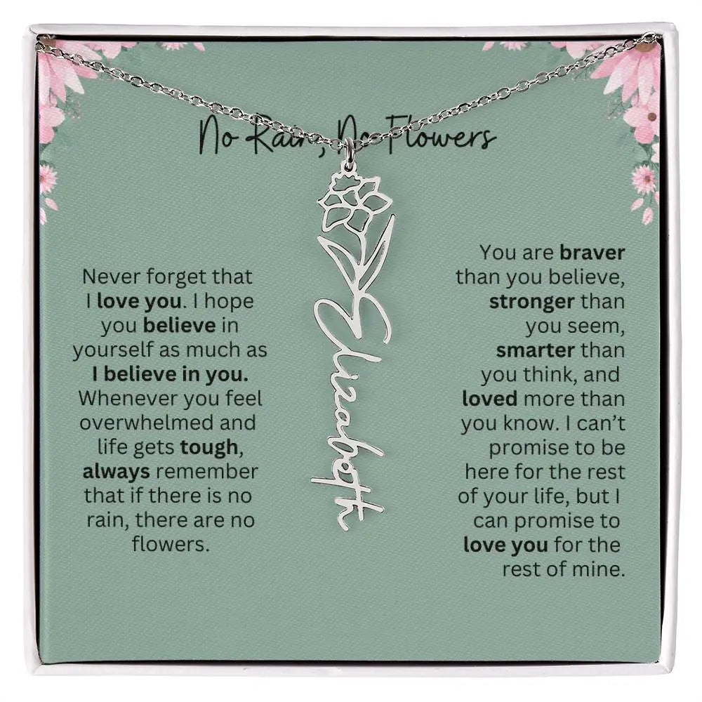 No Rain - No Flowers | Birth Necklace | Name Necklace | Unique Jewelry for Mom, Bonus Daughter, and Soulmate - Ever Trendy Essentials