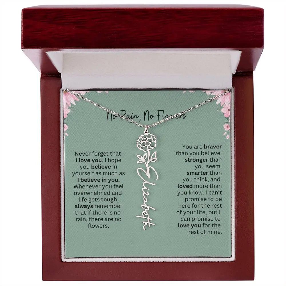 No Rain - No Flowers | Birth Necklace | Name Necklace | Unique Jewelry for Mom, Bonus Daughter, and Soulmate - Ever Trendy Essentials