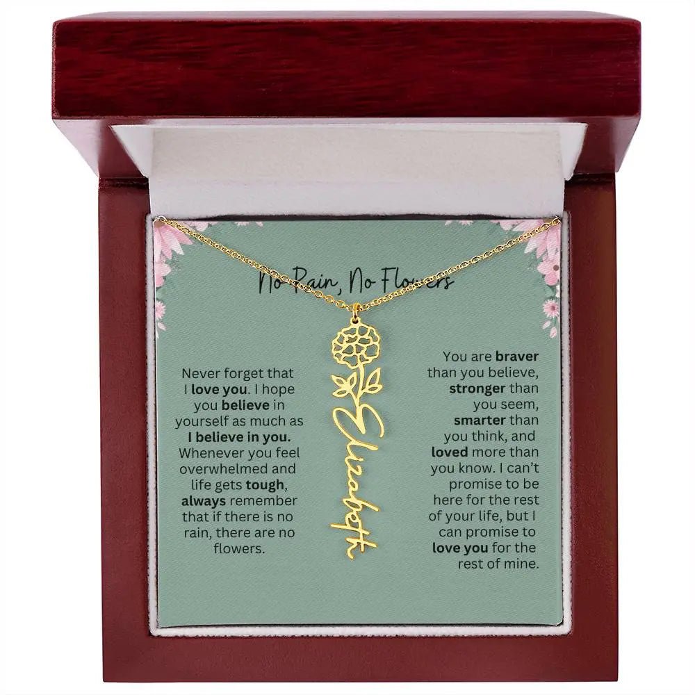No Rain - No Flowers | Birth Necklace | Name Necklace | Unique Jewelry for Mom, Bonus Daughter, and Soulmate - Ever Trendy Essentials