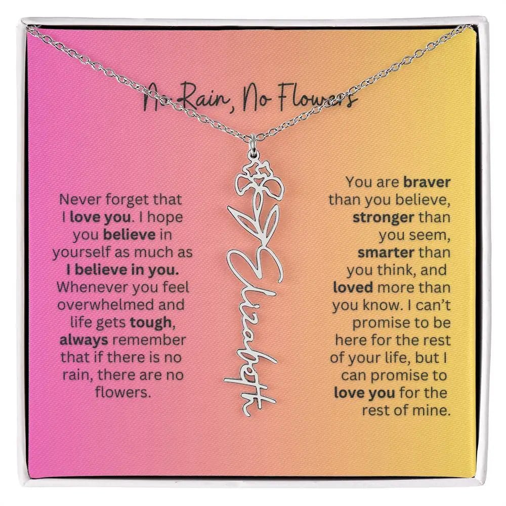 No Rain - No Flowers | Birth Necklace | Name Necklace | Unique Jewelry for Wife, Soulmate - Ever Trendy Essentials