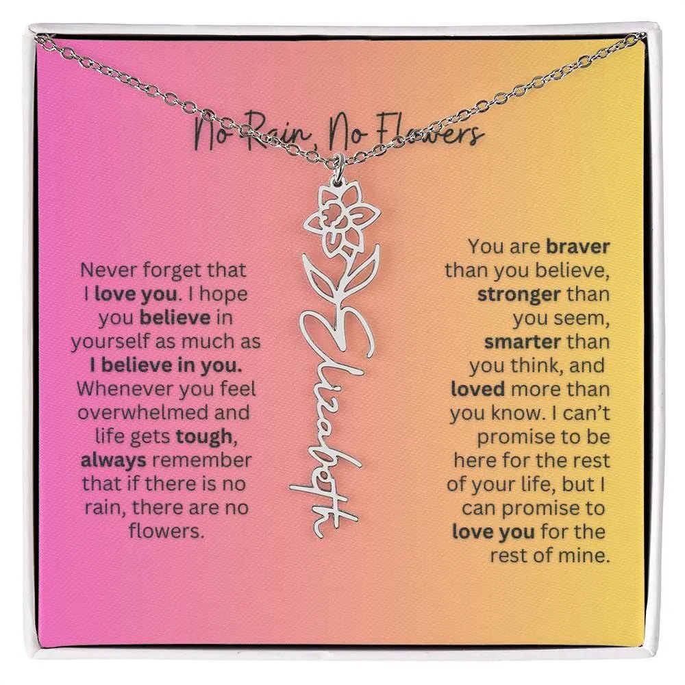 No Rain - No Flowers | Birth Necklace | Name Necklace | Unique Jewelry for Wife, Soulmate - Ever Trendy Essentials