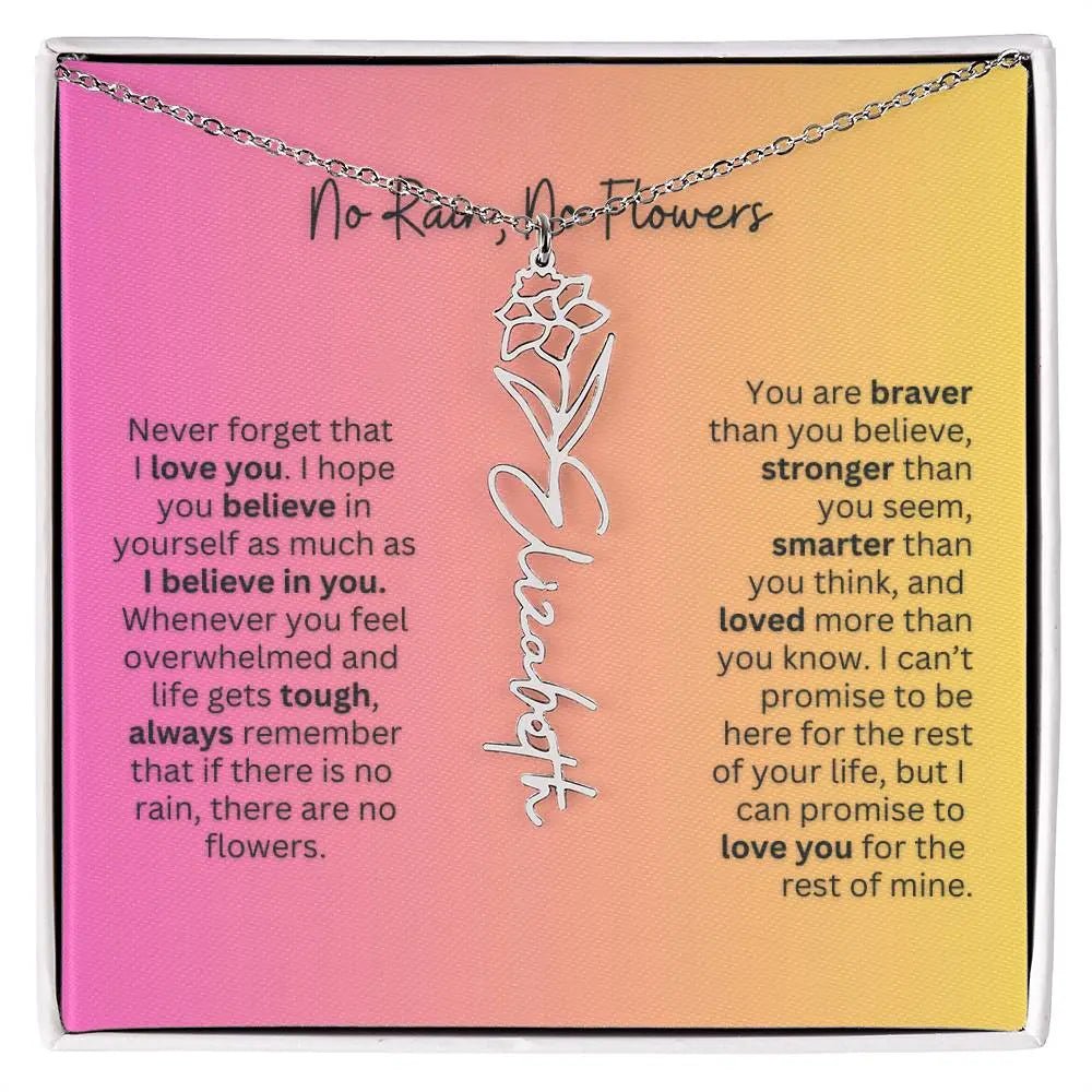 No Rain - No Flowers | Birth Necklace | Name Necklace | Unique Jewelry for Wife, Soulmate - Ever Trendy Essentials