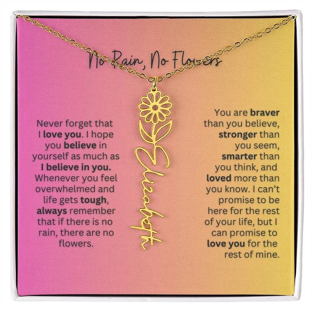 No Rain - No Flowers | Birth Necklace | Name Necklace | Unique Jewelry for Wife, Soulmate - Ever Trendy Essentials