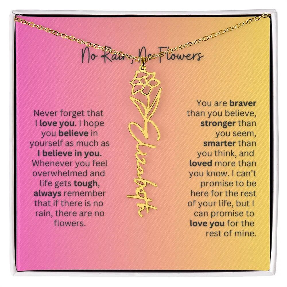 No Rain - No Flowers | Birth Necklace | Name Necklace | Unique Jewelry for Wife, Soulmate - Ever Trendy Essentials