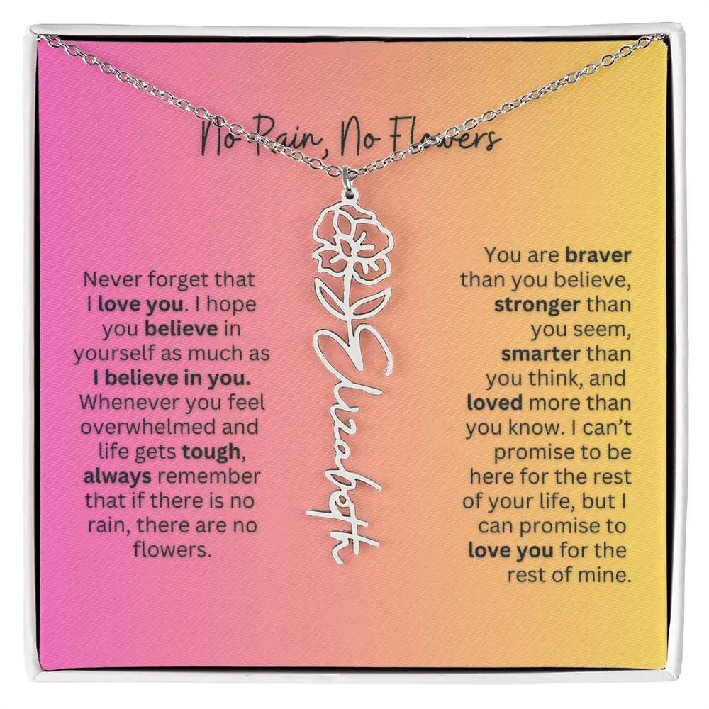 No Rain - No Flowers | Birth Necklace | Name Necklace | Unique Jewelry for Wife, Soulmate - Ever Trendy Essentials