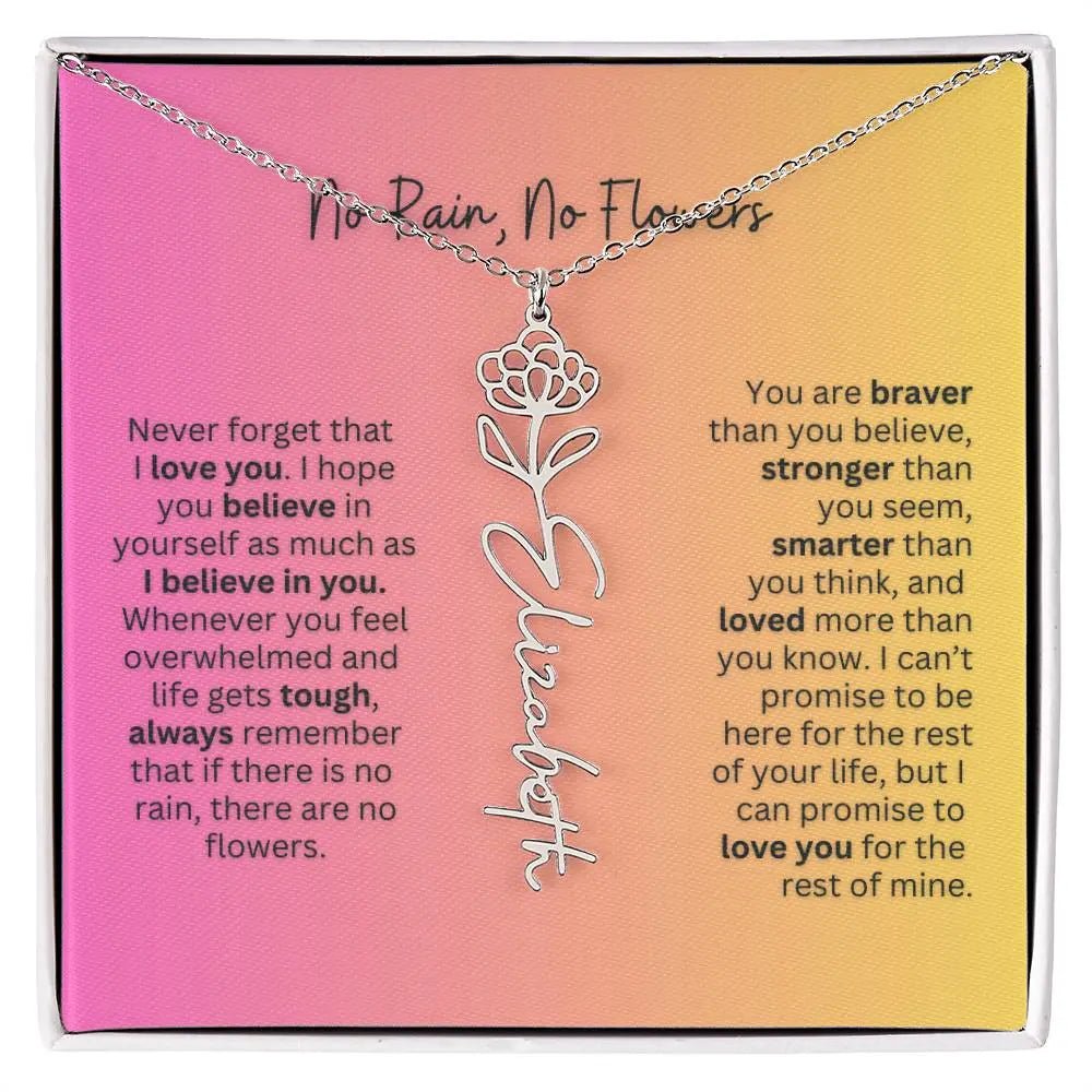 No Rain - No Flowers | Birth Necklace | Name Necklace | Unique Jewelry for Wife, Soulmate - Ever Trendy Essentials