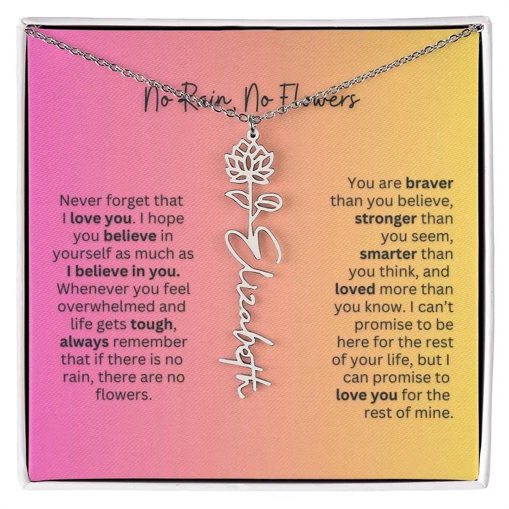 No Rain - No Flowers | Birth Necklace | Name Necklace | Unique Jewelry for Wife, Soulmate - Ever Trendy Essentials
