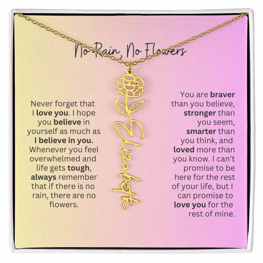 No Rain - No Flowers I Birth Necklace I Name Necklace I Pink - Ever Trendy Essentials