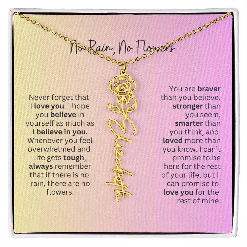 No Rain - No Flowers I Birth Necklace I Name Necklace I Pink - Ever Trendy Essentials