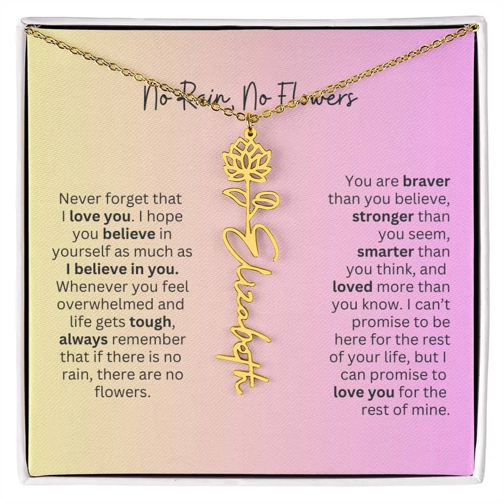 No Rain - No Flowers I Birth Necklace I Name Necklace I Pink - Ever Trendy Essentials