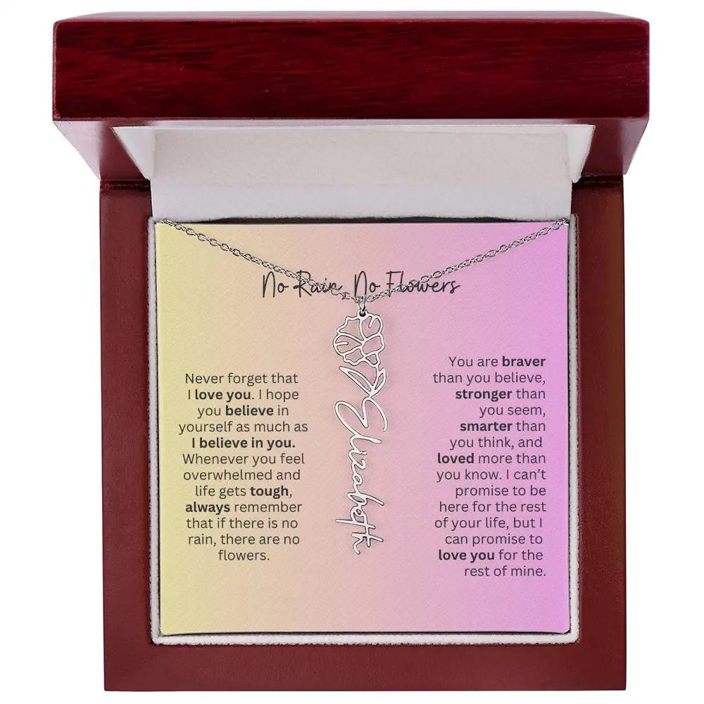 No Rain - No Flowers I Birth Necklace I Name Necklace I Pink - Ever Trendy Essentials