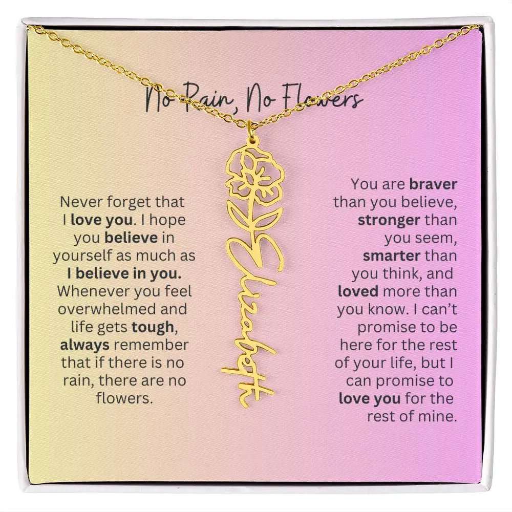 No Rain - No Flowers I Birth Necklace I Name Necklace I Pink - Ever Trendy Essentials