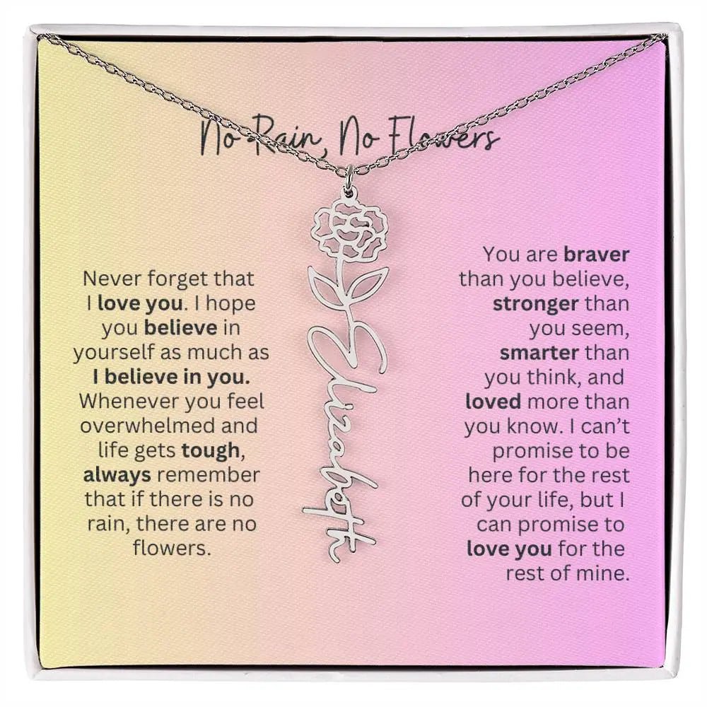 No Rain - No Flowers I Birth Necklace I Name Necklace I Pink - Ever Trendy Essentials