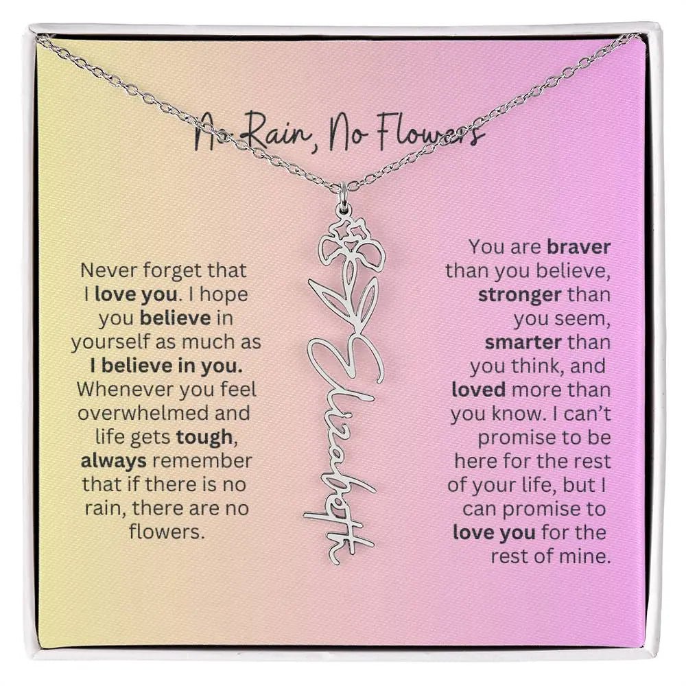 No Rain - No Flowers I Birth Necklace I Name Necklace I Pink - Ever Trendy Essentials