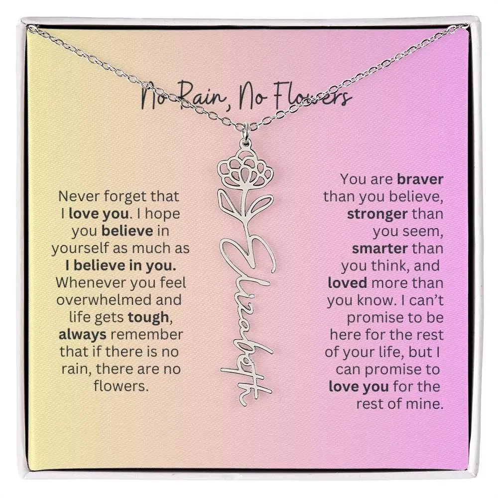 No Rain - No Flowers I Birth Necklace I Name Necklace I Pink - Ever Trendy Essentials