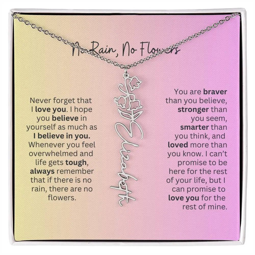 No Rain - No Flowers I Birth Necklace I Name Necklace I Pink - Ever Trendy Essentials