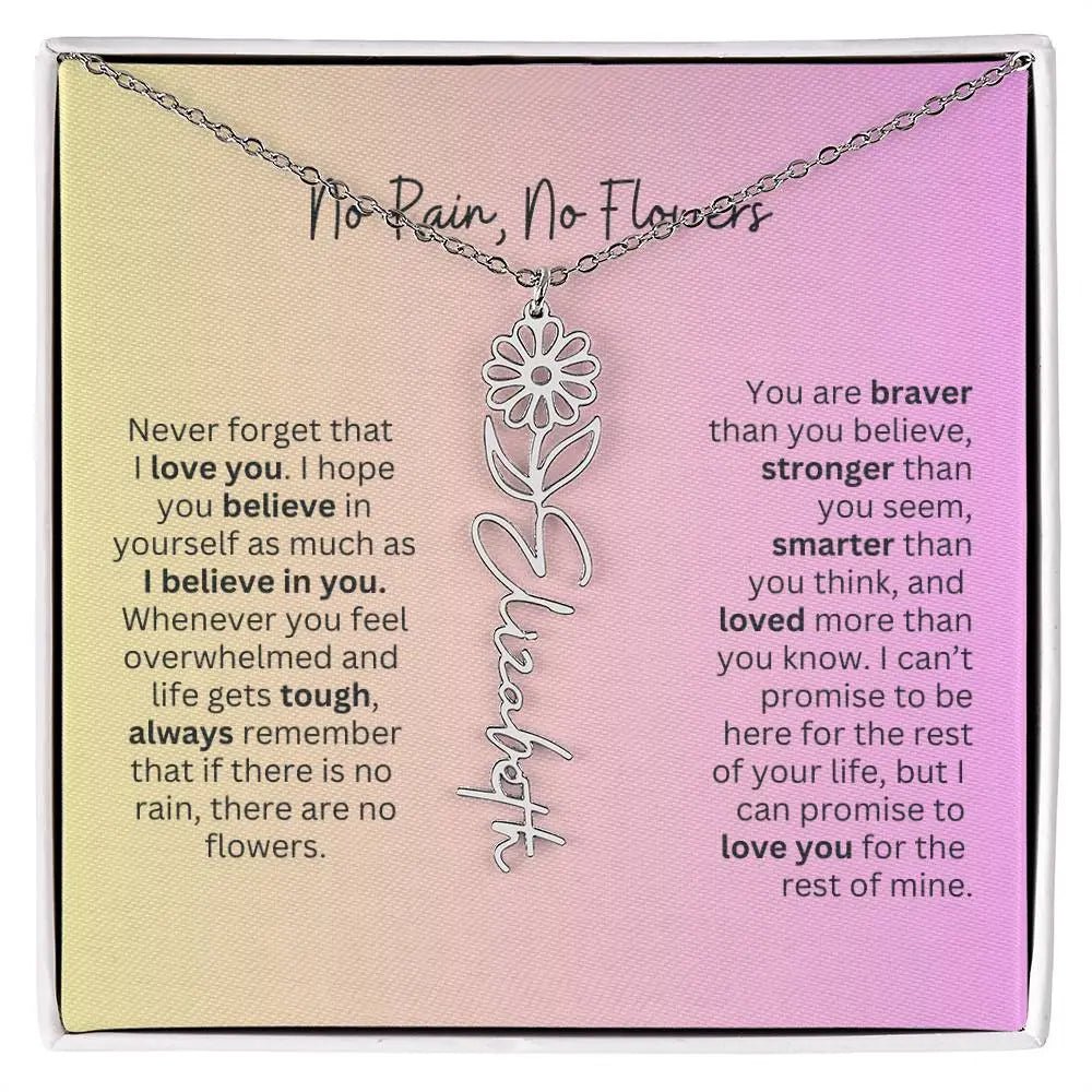 No Rain - No Flowers I Birth Necklace I Name Necklace I Pink - Ever Trendy Essentials