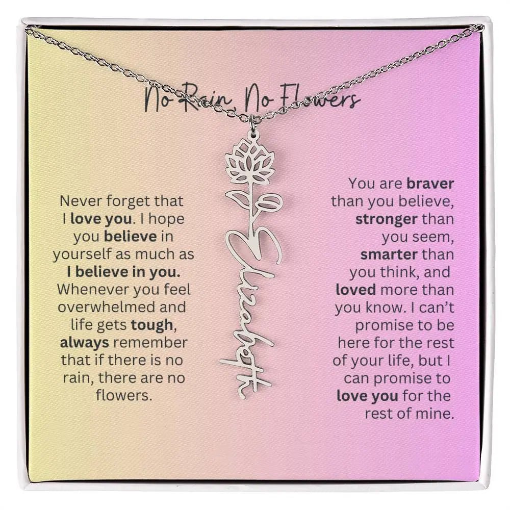 No Rain - No Flowers I Birth Necklace I Name Necklace I Pink - Ever Trendy Essentials