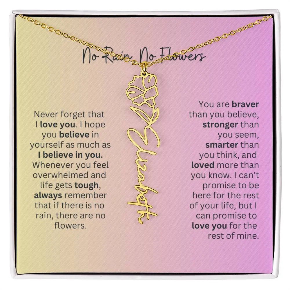 No Rain - No Flowers I Birth Necklace I Name Necklace I Pink - Ever Trendy Essentials