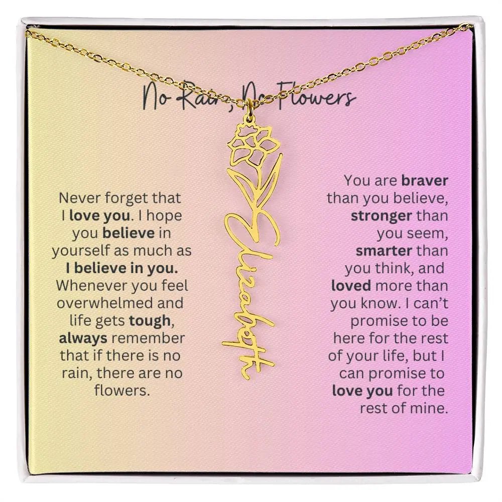 No Rain - No Flowers I Birth Necklace I Name Necklace I Pink - Ever Trendy Essentials