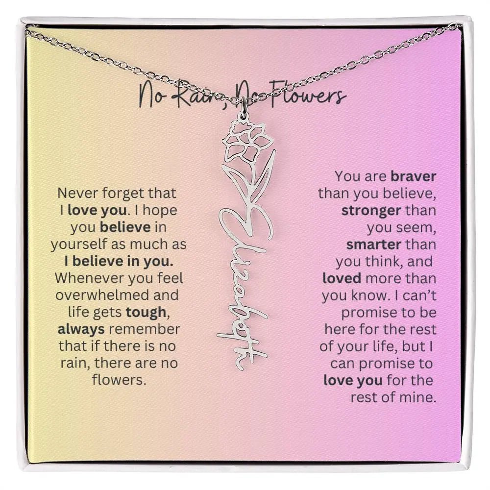 No Rain - No Flowers I Birth Necklace I Name Necklace I Pink - Ever Trendy Essentials