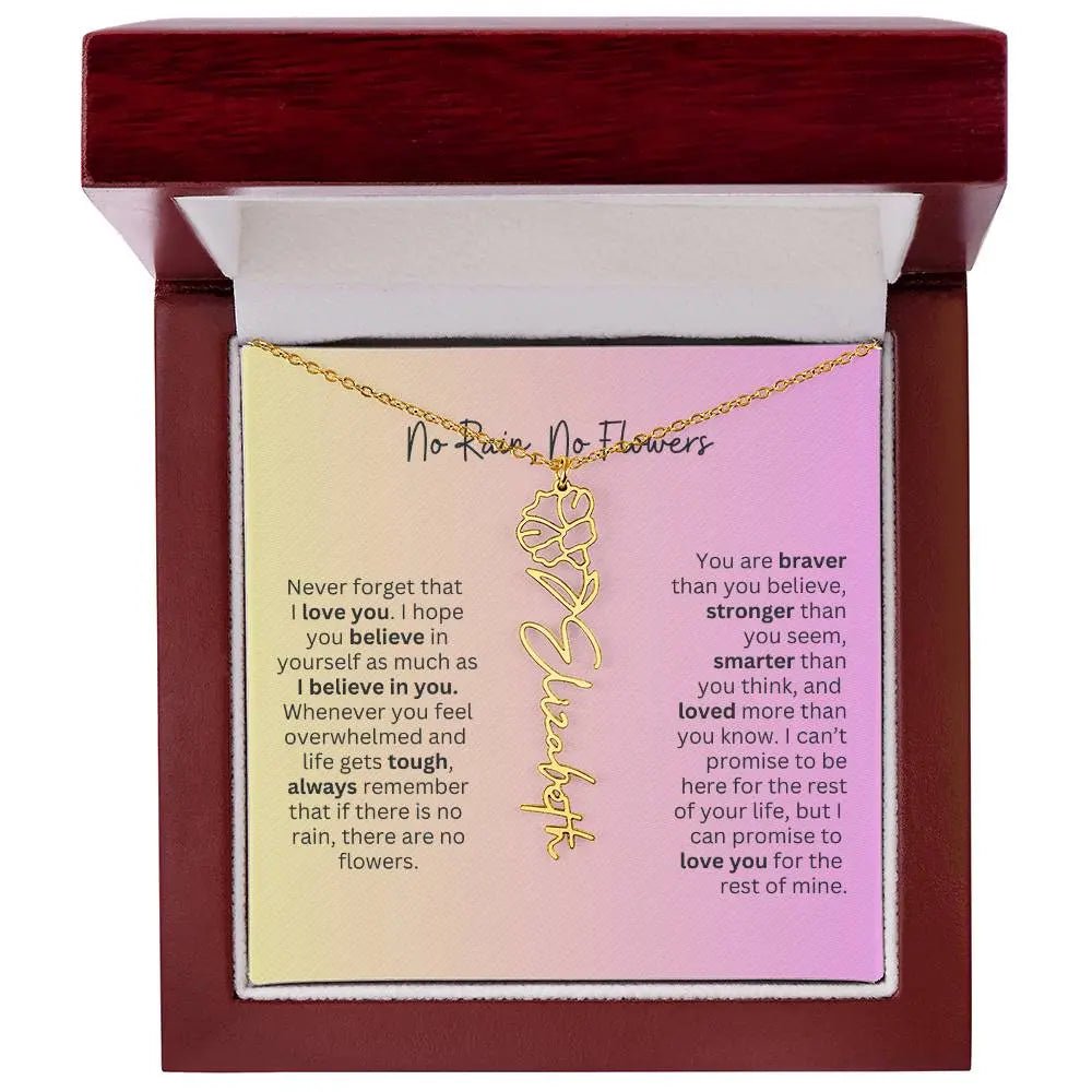 No Rain - No Flowers I Birth Necklace I Name Necklace I Pink - Ever Trendy Essentials
