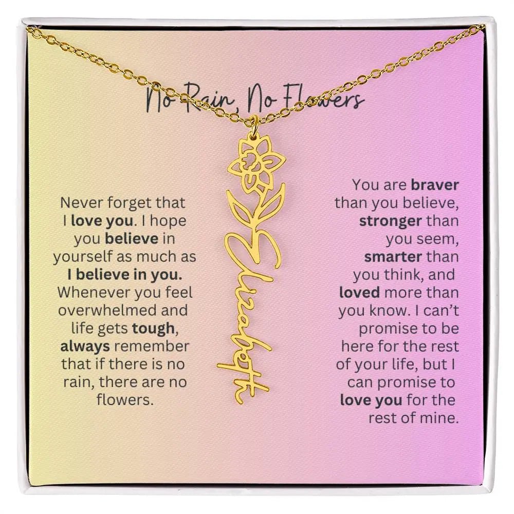 No Rain - No Flowers I Birth Necklace I Name Necklace I Pink - Ever Trendy Essentials
