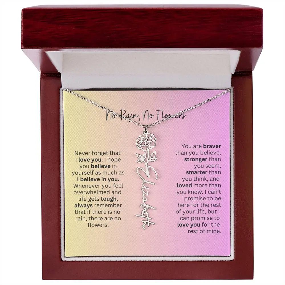 No Rain - No Flowers I Birth Necklace I Name Necklace I Pink - Ever Trendy Essentials